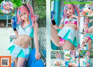 A woman in a bikini drinking from a water bottle.