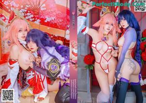 Coser@Byoru: Yae Miko x Raiden Shogun (95 photos)