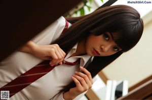 A woman with long black hair is posing for a picture.