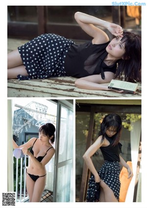 A woman in a bikini playing with a sprinkler.