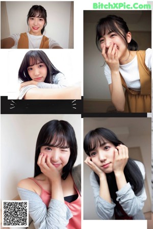A magazine page with a picture of a woman taking a selfie.