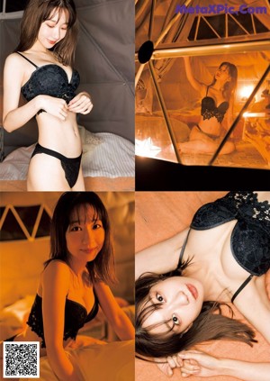 A woman in a pink bra and panties posing for the camera.
